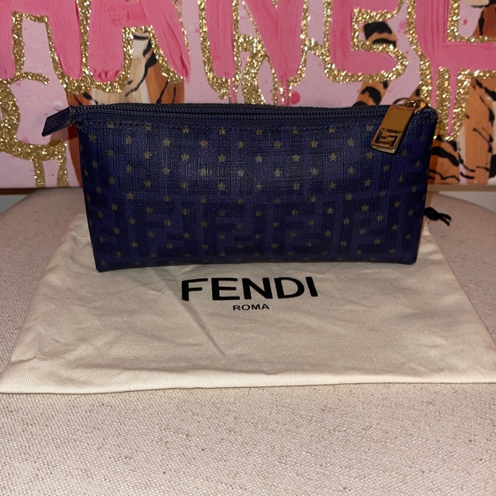 FENDI Saffiano Leather Pouch EUC W/Dust Bag